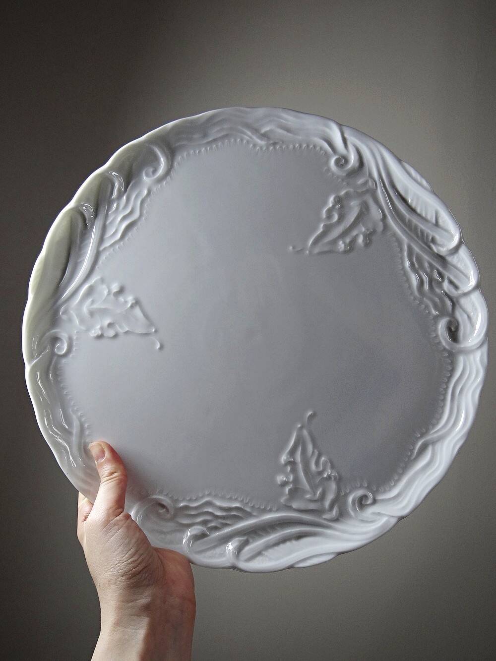 Large vintage/antique white Limoges fine porcelain pie dish