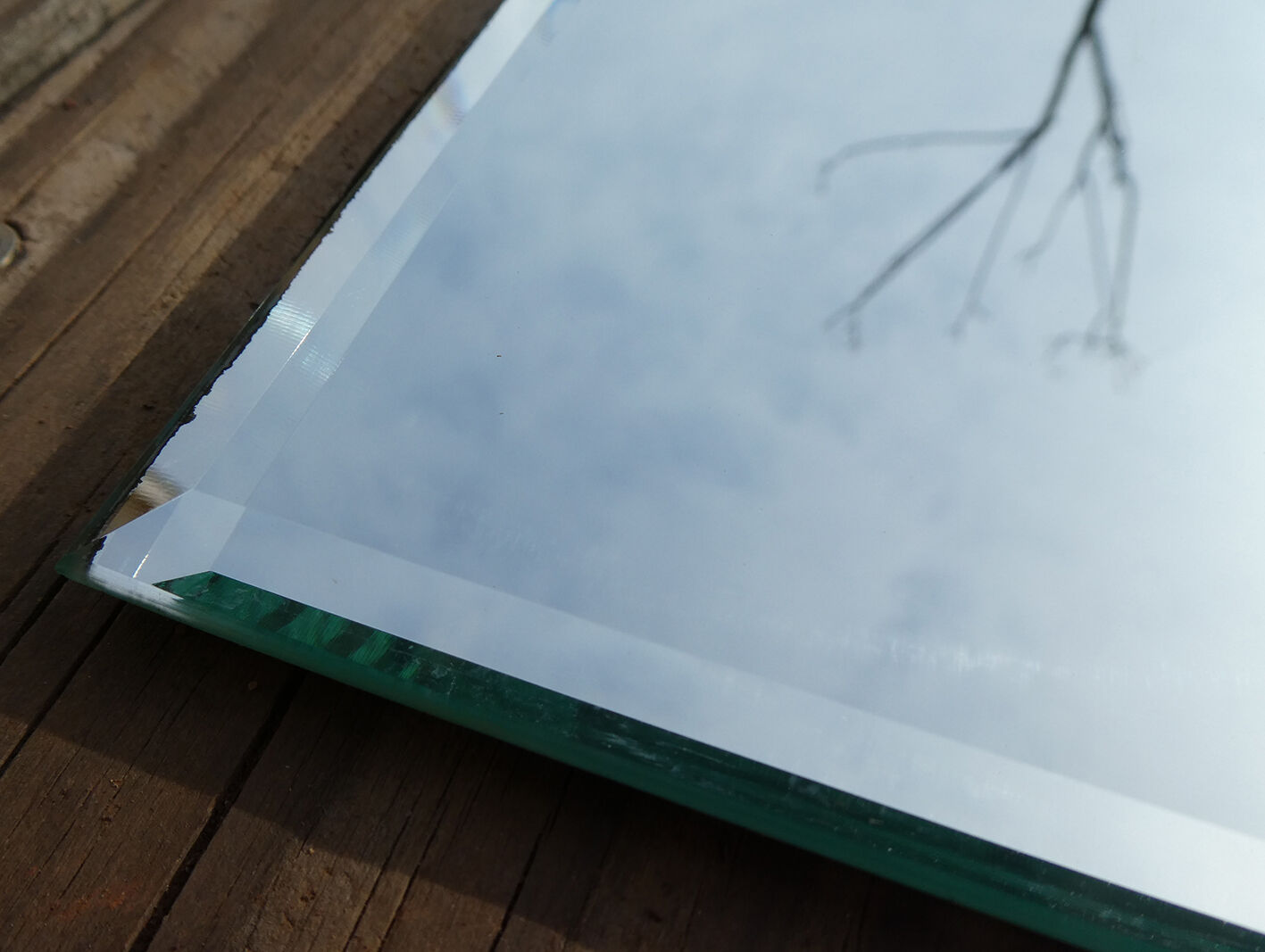 Old rectangular bevelled mirror 54 x 39 cm