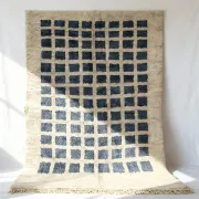 Geometric Wool Rug Shadow Blue Grey — Modern Patterned Berber Rug