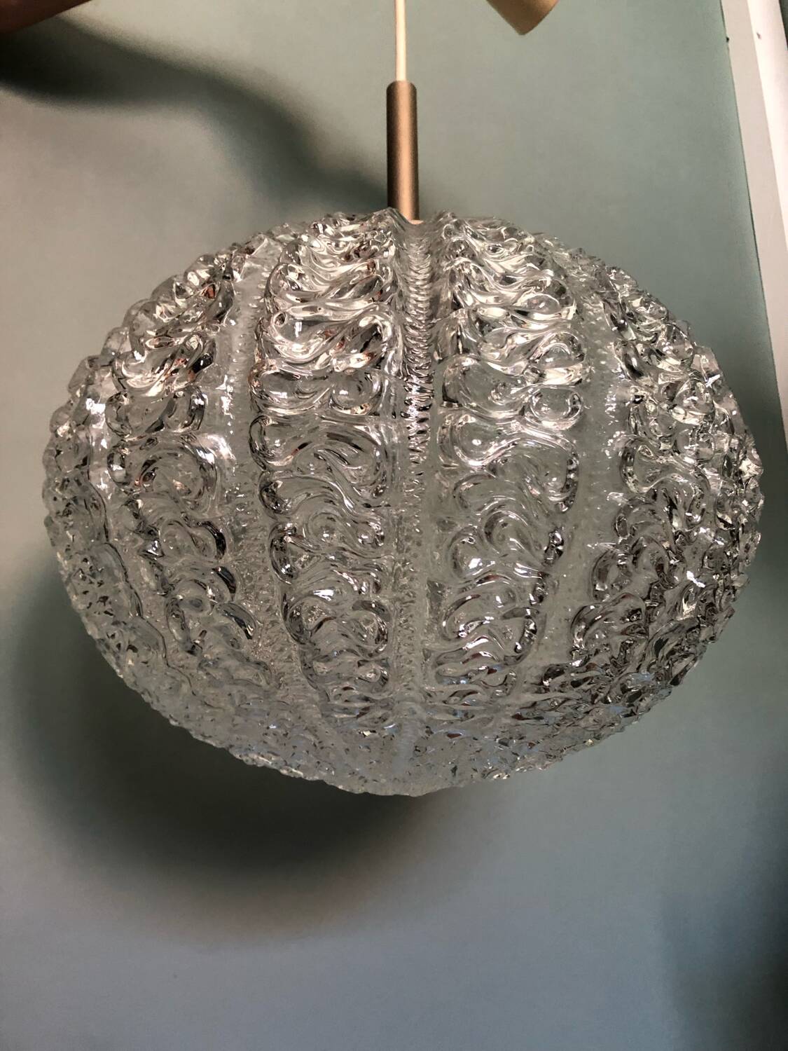Vintage frosted glass pendant light by Dorian Leuchten