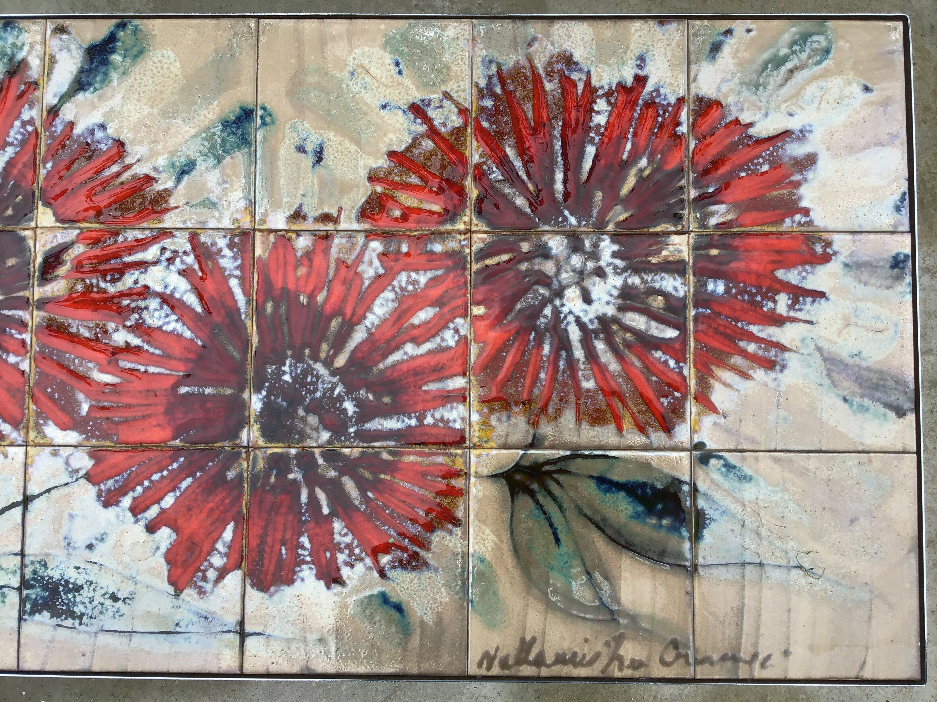 Coffee table "La grange" Vallauris vintage ceramic mosaic