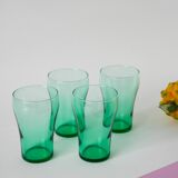 Lot de 4 verres en verre vert 1970
