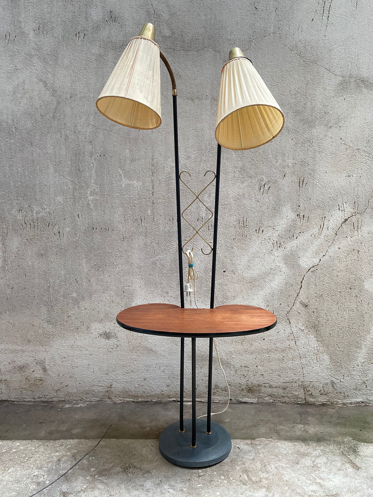 Mid century swedish floor lamp with teak table
