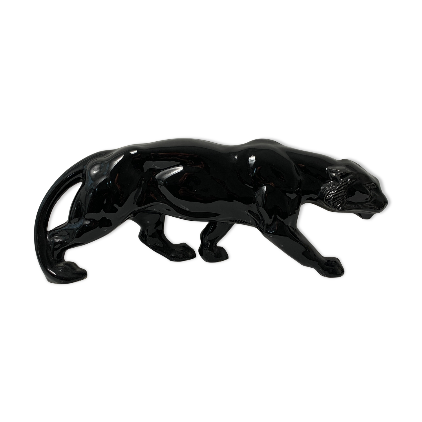 Black ceramic tiger art deco style