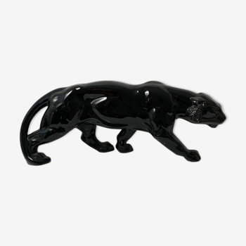 Tigre en céramique noire de style art deco