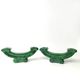Pair of Art Deco green ceramic candlesticks by Santiago Rodriguez Bonome Paris