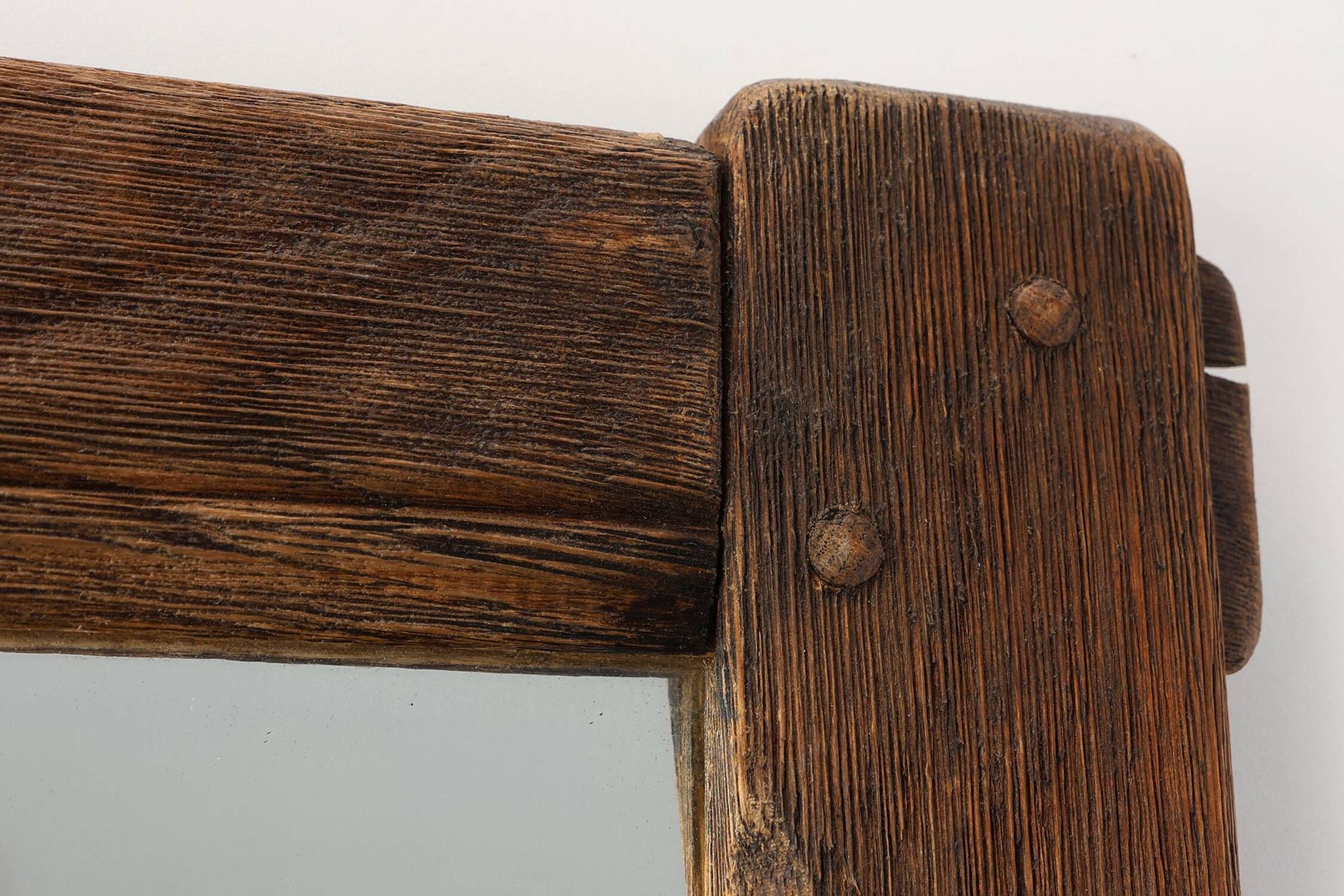 Antique oak rustic wall mirror, France ca. 1820