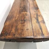 Table Brutaliste en Chêne Massif, Art Populaire (Vers 1900)