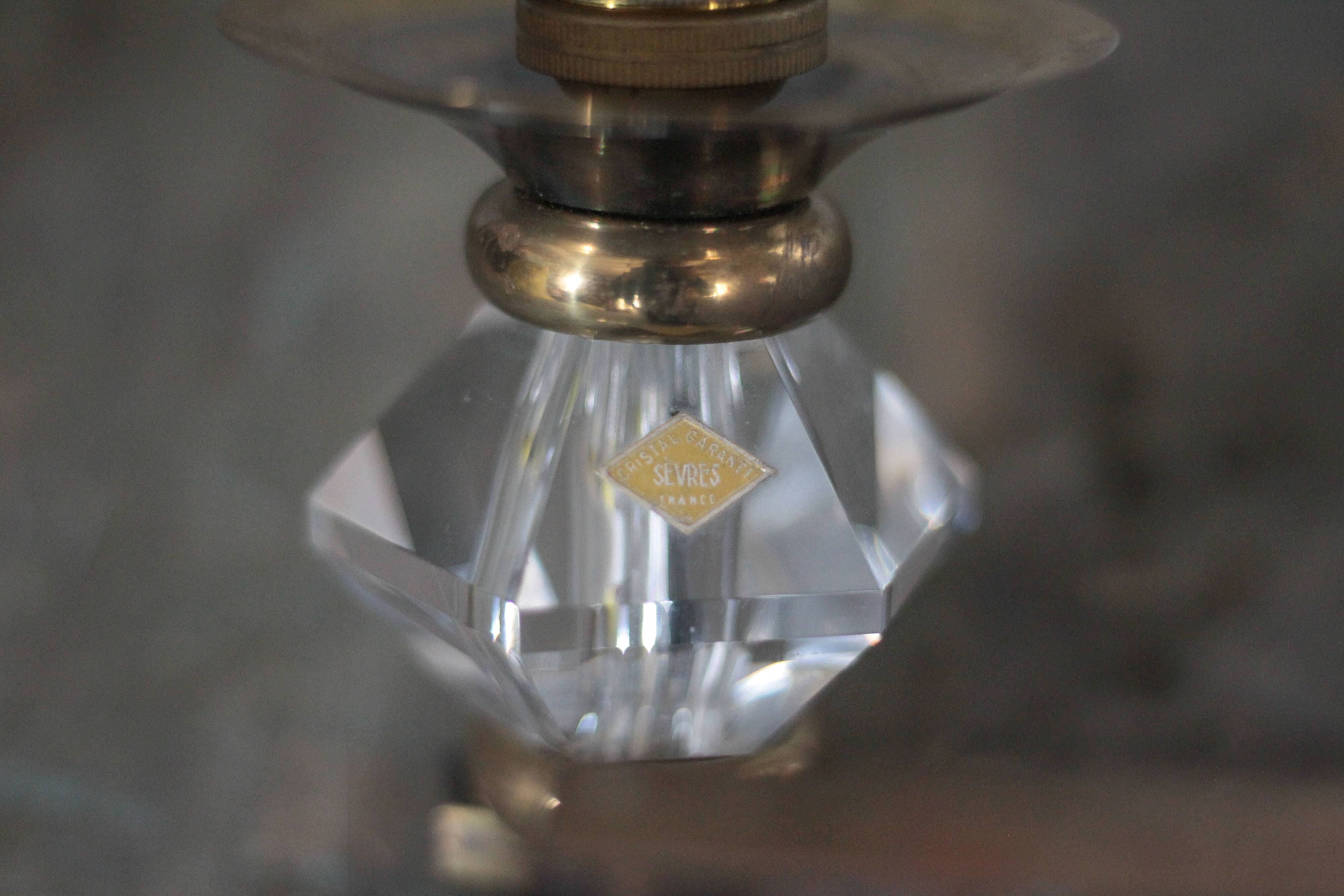 Art Deco wall sconce, brass and Sèvres crystal, light fixture.