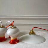 Pair of suspensions in smooth opaline colored thread early twentieth century