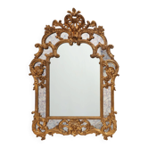 Rococo style gilt mirror with marbled glass border by Deknudt, Belgium, 197