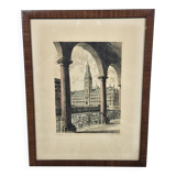 Etching "Town Hall in Hamburg" by Albrecht Bruck