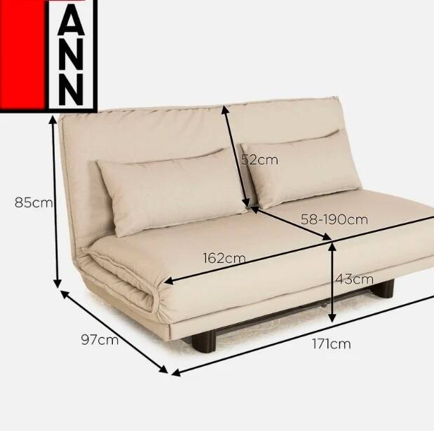 Wittmann bed sofa Model Colli two-seater by Franz Rendl, design 1985, top condition / original upholstery