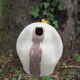 Free-form Soliflore - cracked white enamel - organic ceramic - 80s