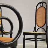 Chairs in curved beech and vienna straw, 1980s, set of 4