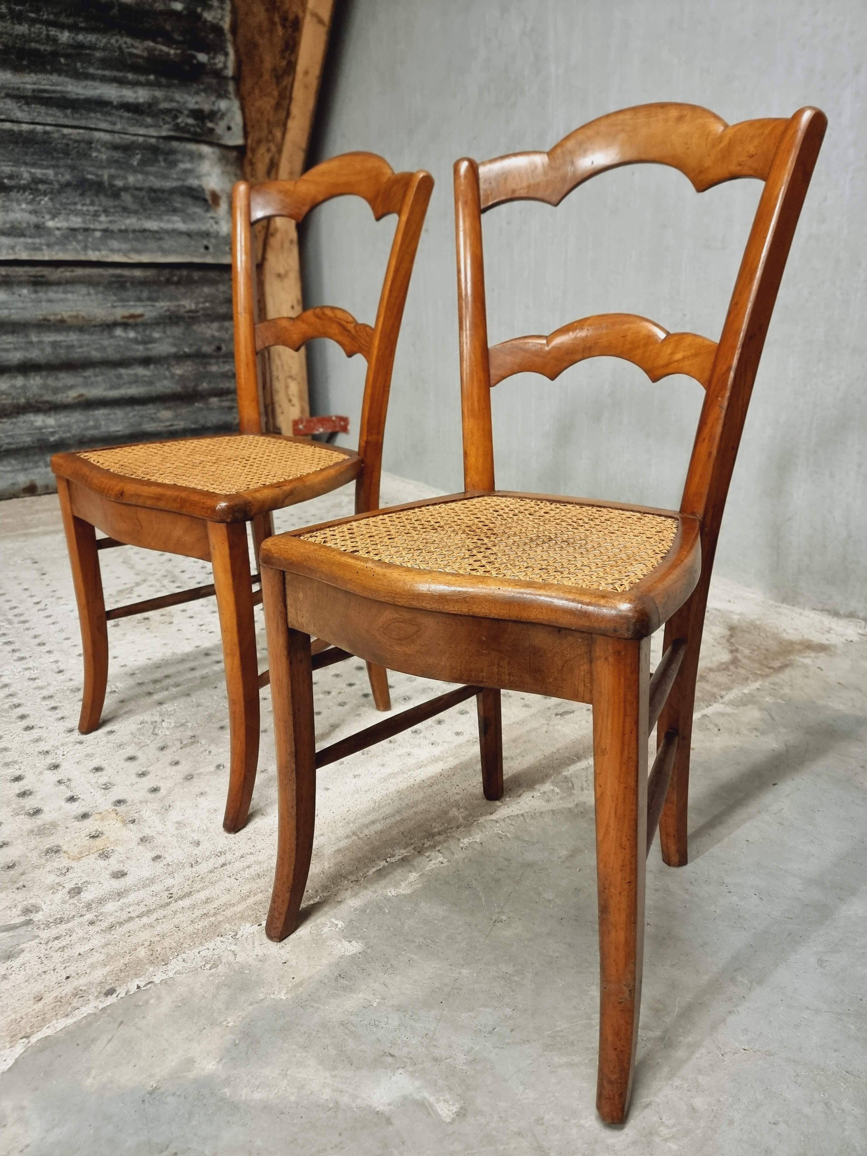Antique set of chairs walnut with webbing