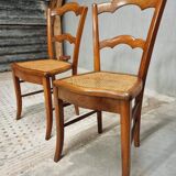 Antique set of chairs walnut with webbing