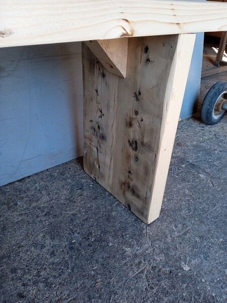 Patinated natural solid wood bench 180cm