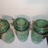 Lot 3 ideal green glass jars