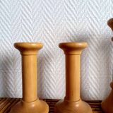 Set of Scandinavian walnut coil candle holders