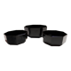 3 black Arcoroc "Octime" serving dishes