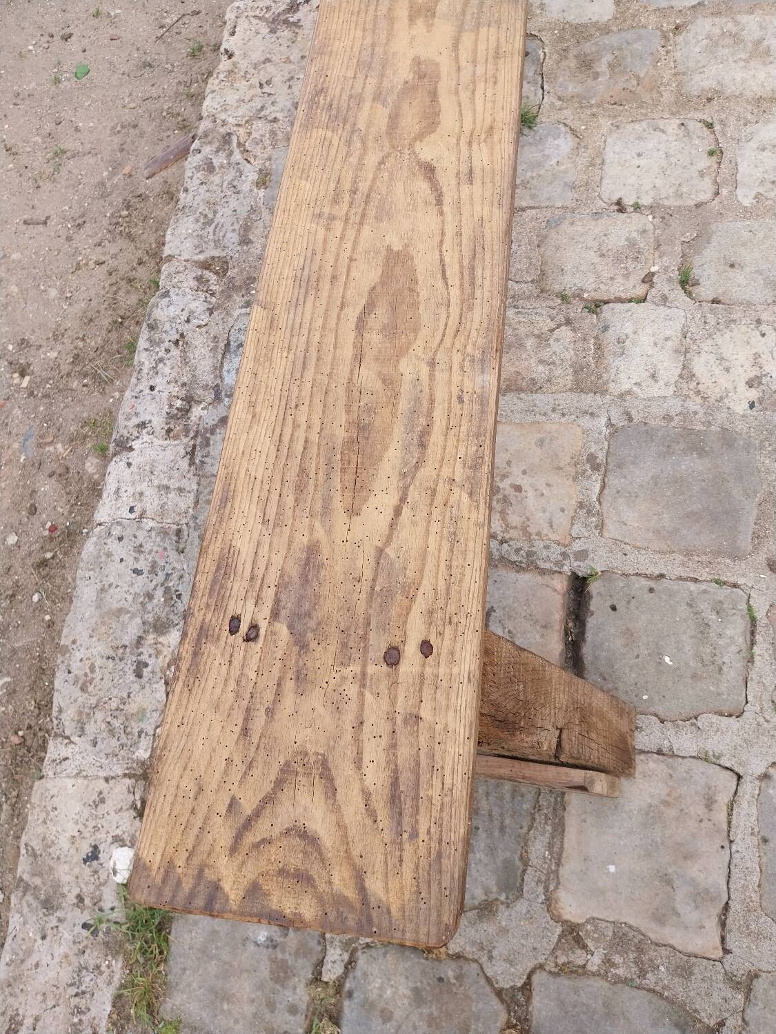 Grand banc ancien bois brut