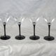 Set of 4 black foot martini glasses - Arques crystal, Luminarc - 70s / 80s