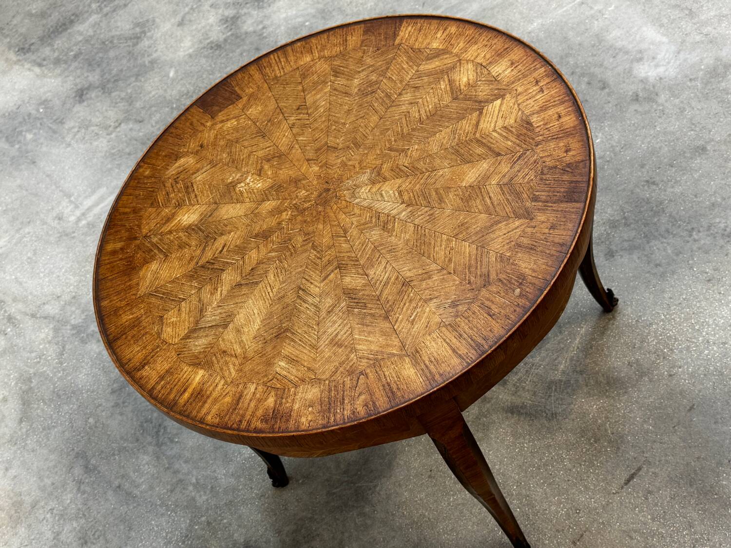 Marquetry wooden side table