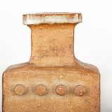 Pair of Swedish vases, brutalist, stoneware, glazed neck, Curt Magnus Addin.