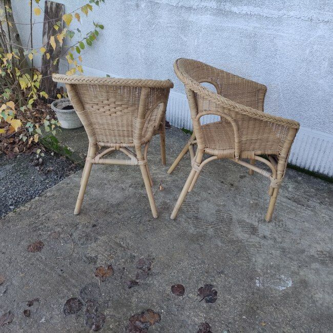 Pair of rattan armchairs