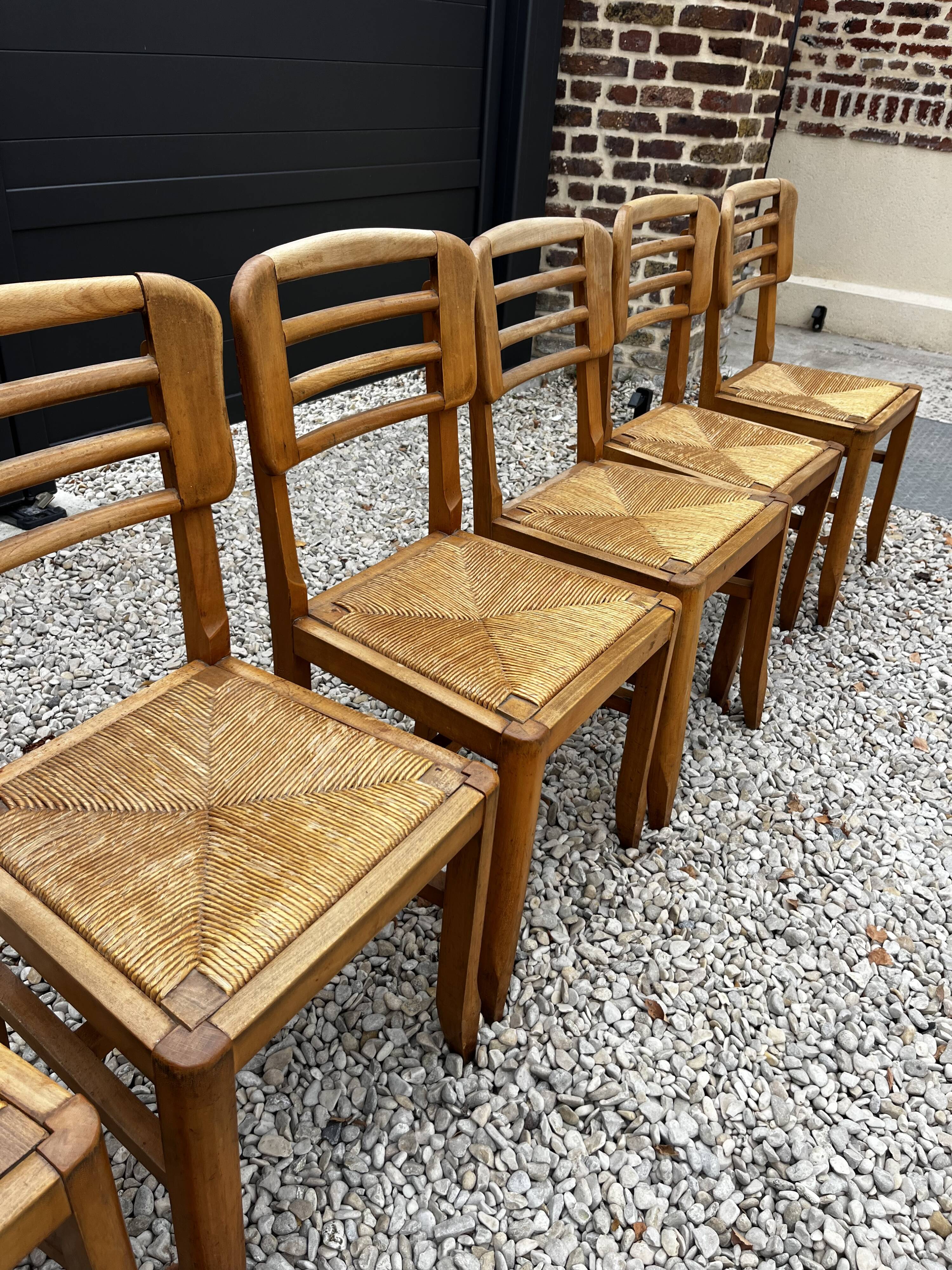 Set of 6 raw stone chairs French design
