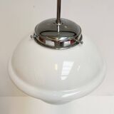Opal glass ceiling lamp with cable from the 1960s