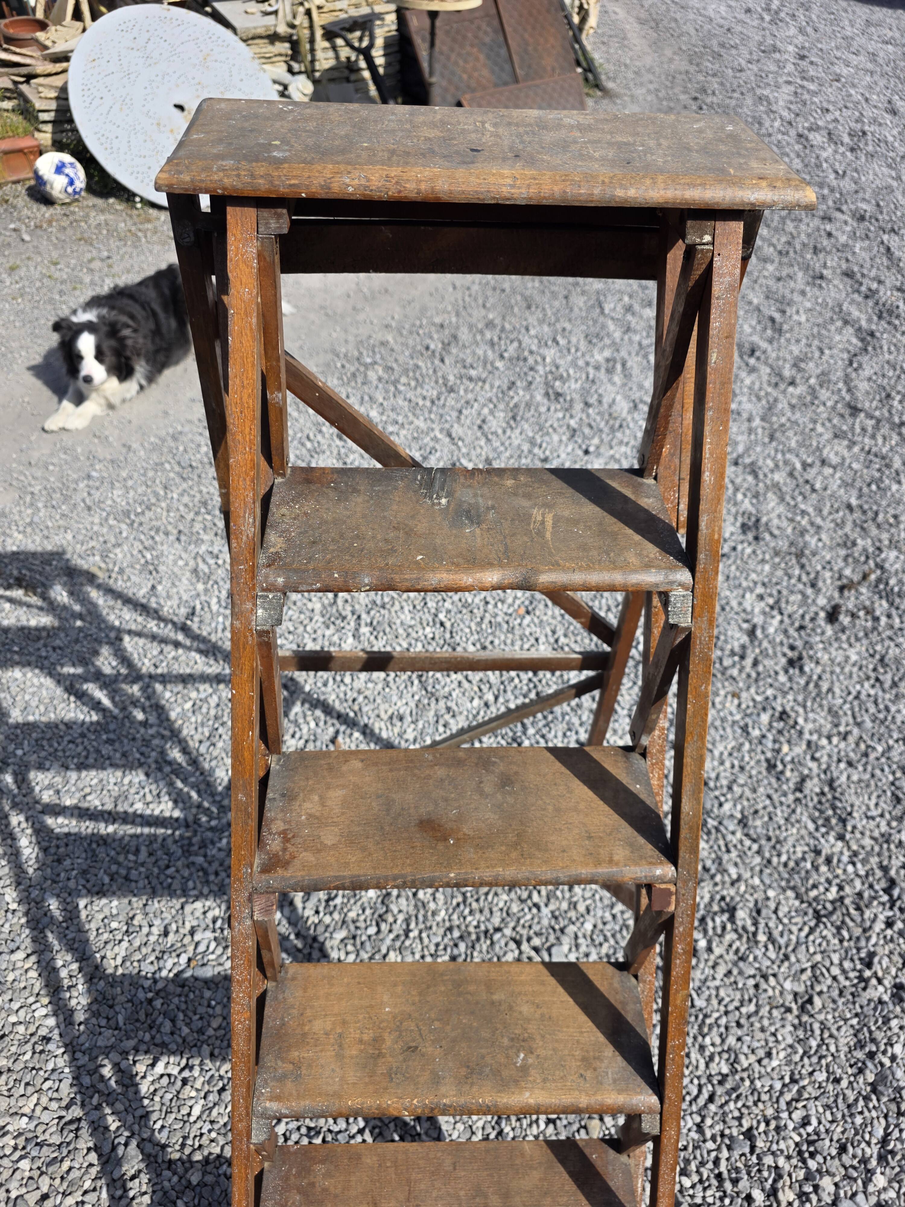 Old wooden step ladder with 6 steps