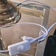 Solid brass lamp and its glass dome cut 1930 42x26 and 4kg