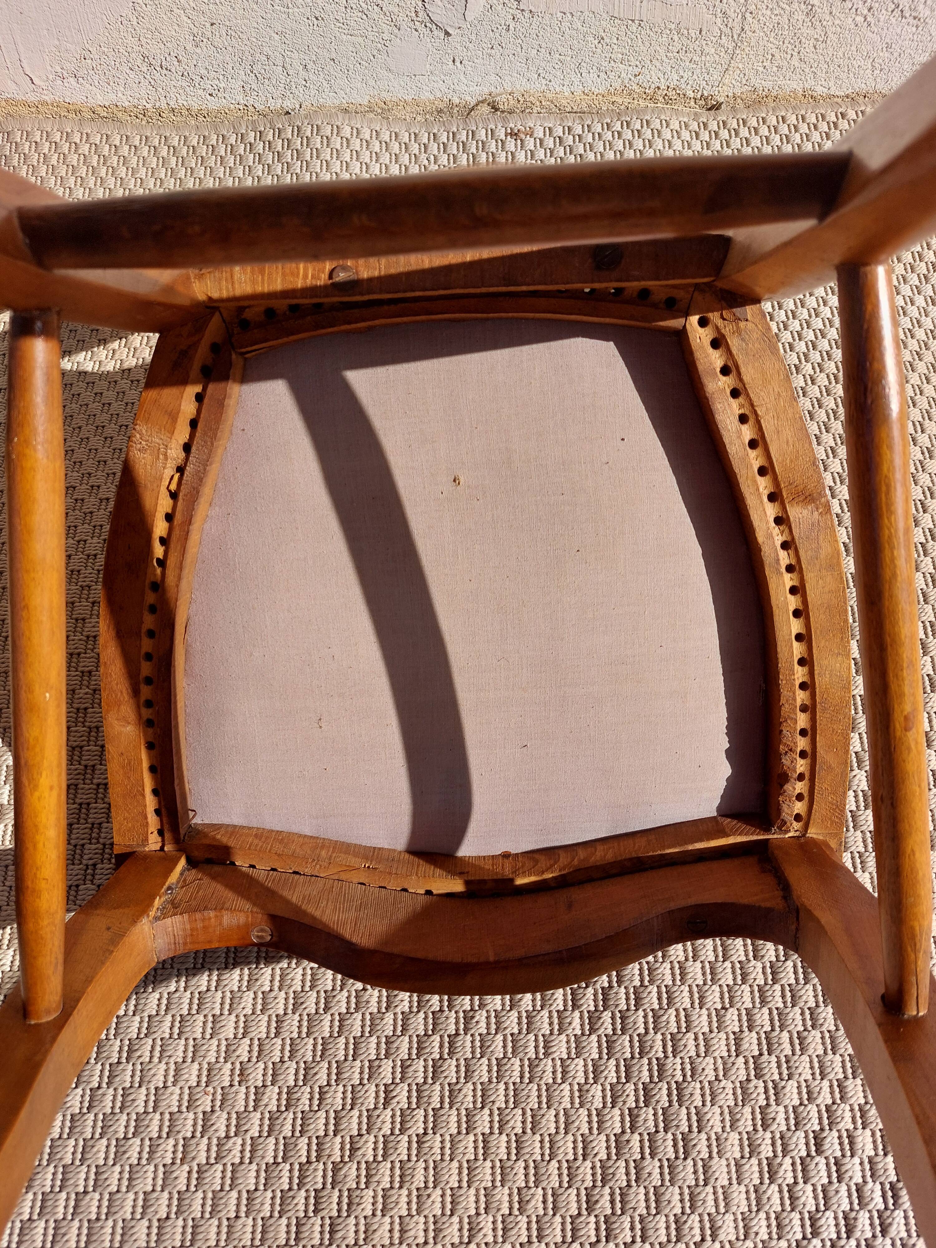 pair of Art Nouveau chairs, cane and faux leather