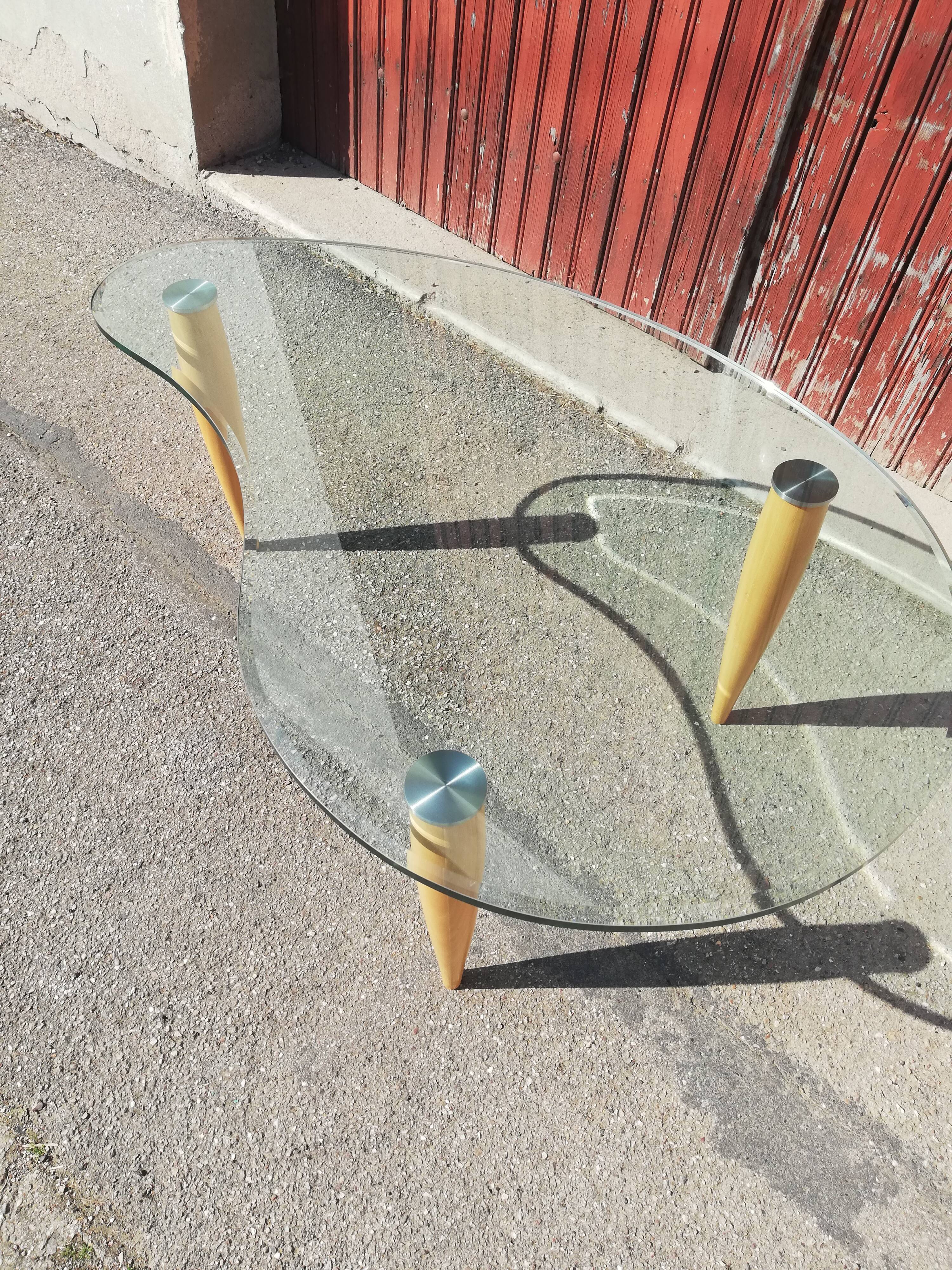 Table basse vintage bois et verre