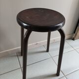 Tabouret pieds métal assise bois patiné