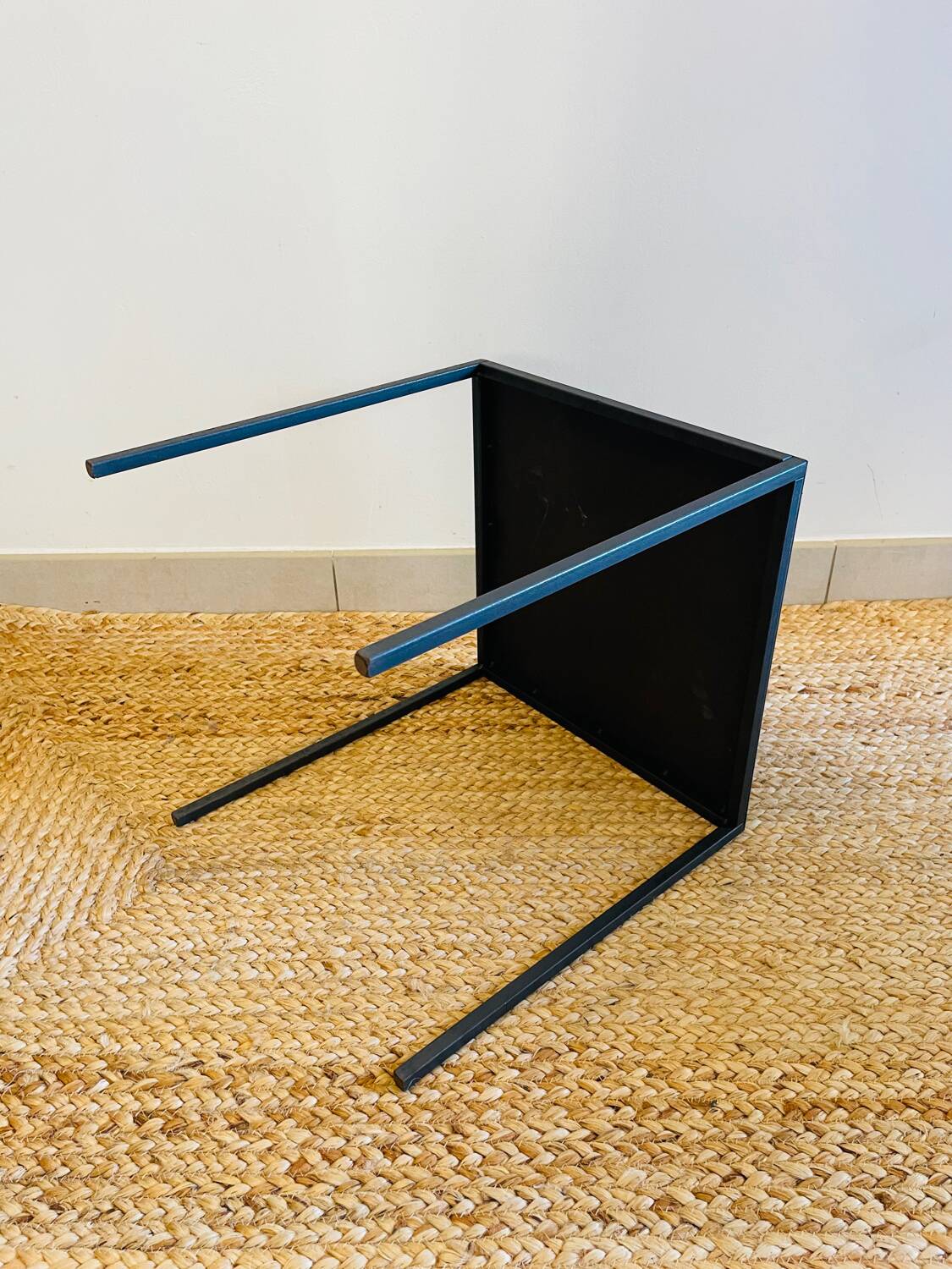 Black coffee table in raw steel Domino model Caravane brand