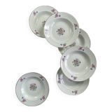 6 antique Sarreguemines earthenware soup plates, Cibon Nice pattern