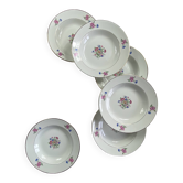 6 antique Sarreguemines earthenware soup plates, Cibon Nice pattern