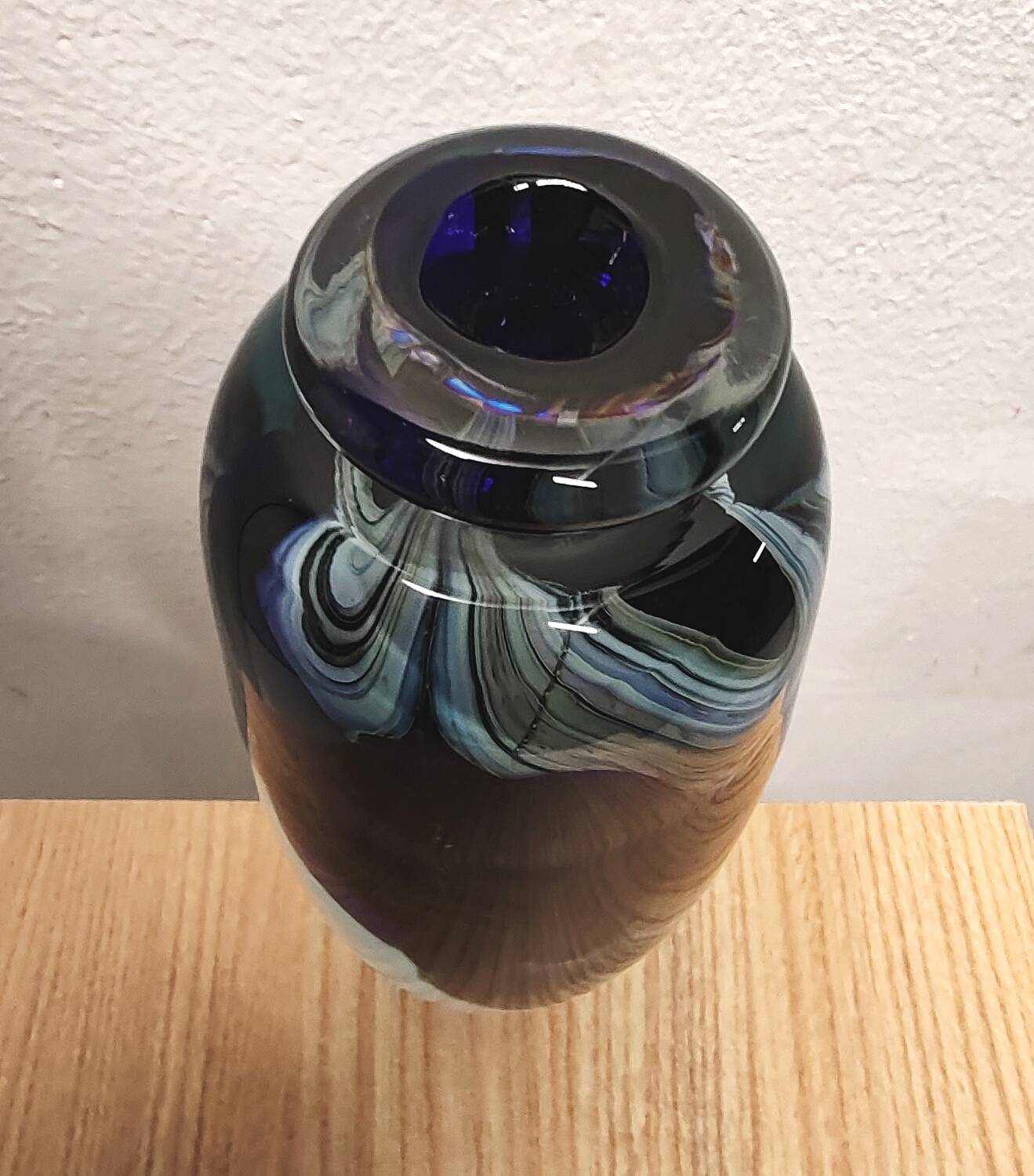 Murano type blue glass vase