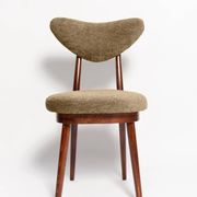 Vintage olive green heart-shaped velvet armchair, Europe, 1960s