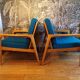 Pair of blue jersey Scandinavian armchairs
