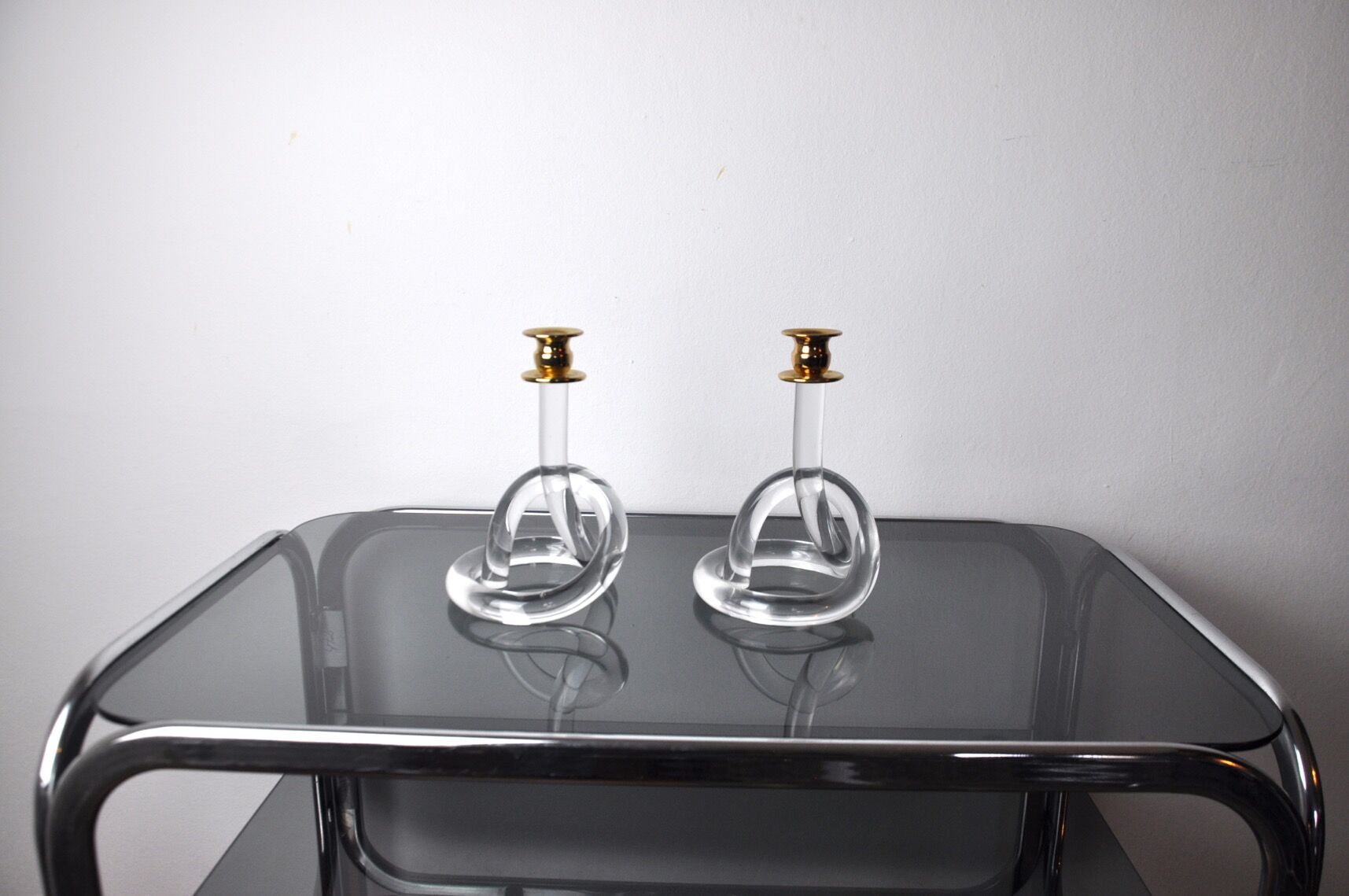 Pair of candle holder Dorothy Thorpe, lucite, 1970