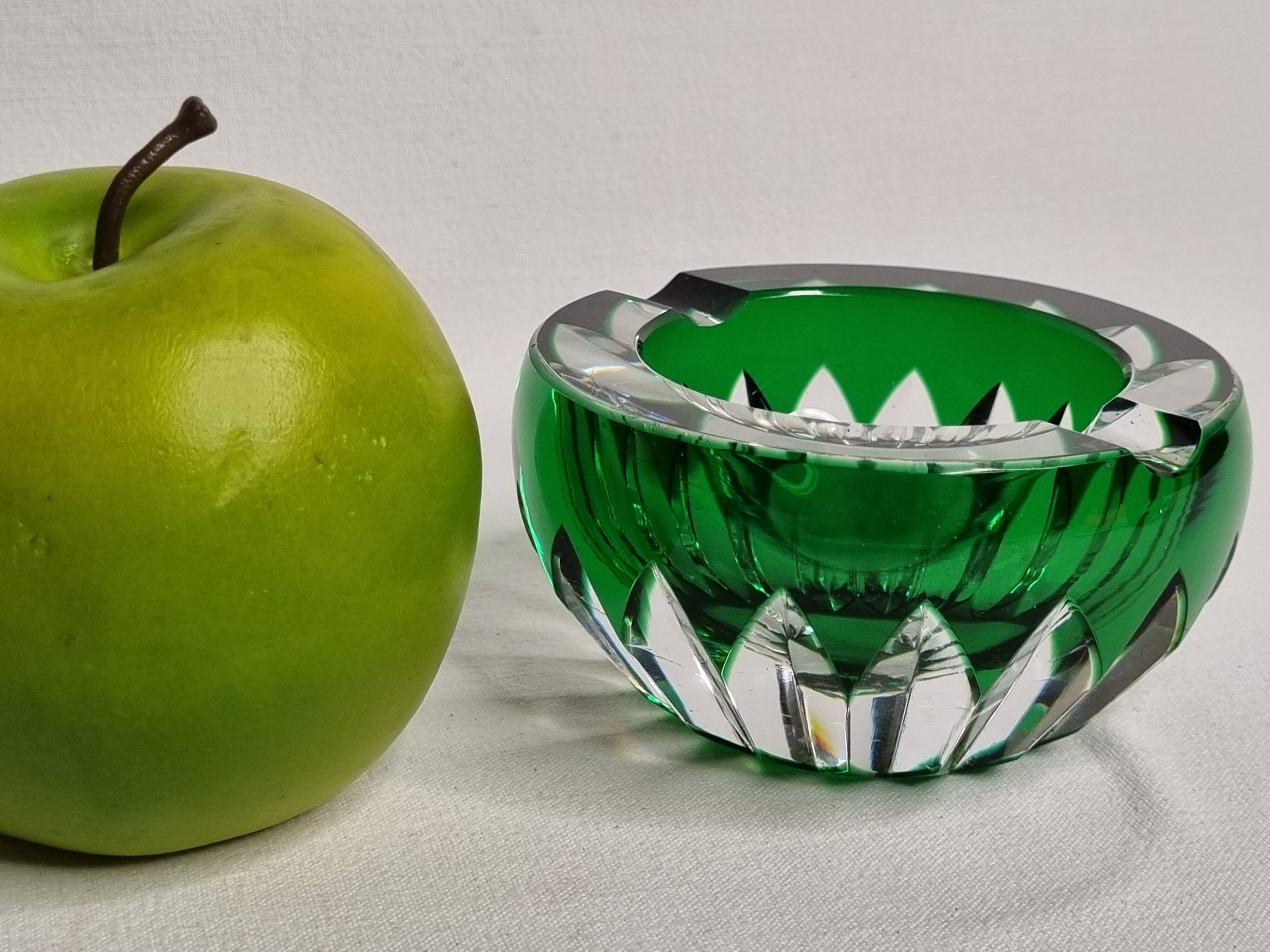 Baccarat green cut crystal ashtray, France, 20th century