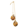Paire de flotteurs de pêche boules en verre ambré et corde