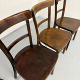 Lot de 4 chaises de bistrot thonet années 50 vintage bois