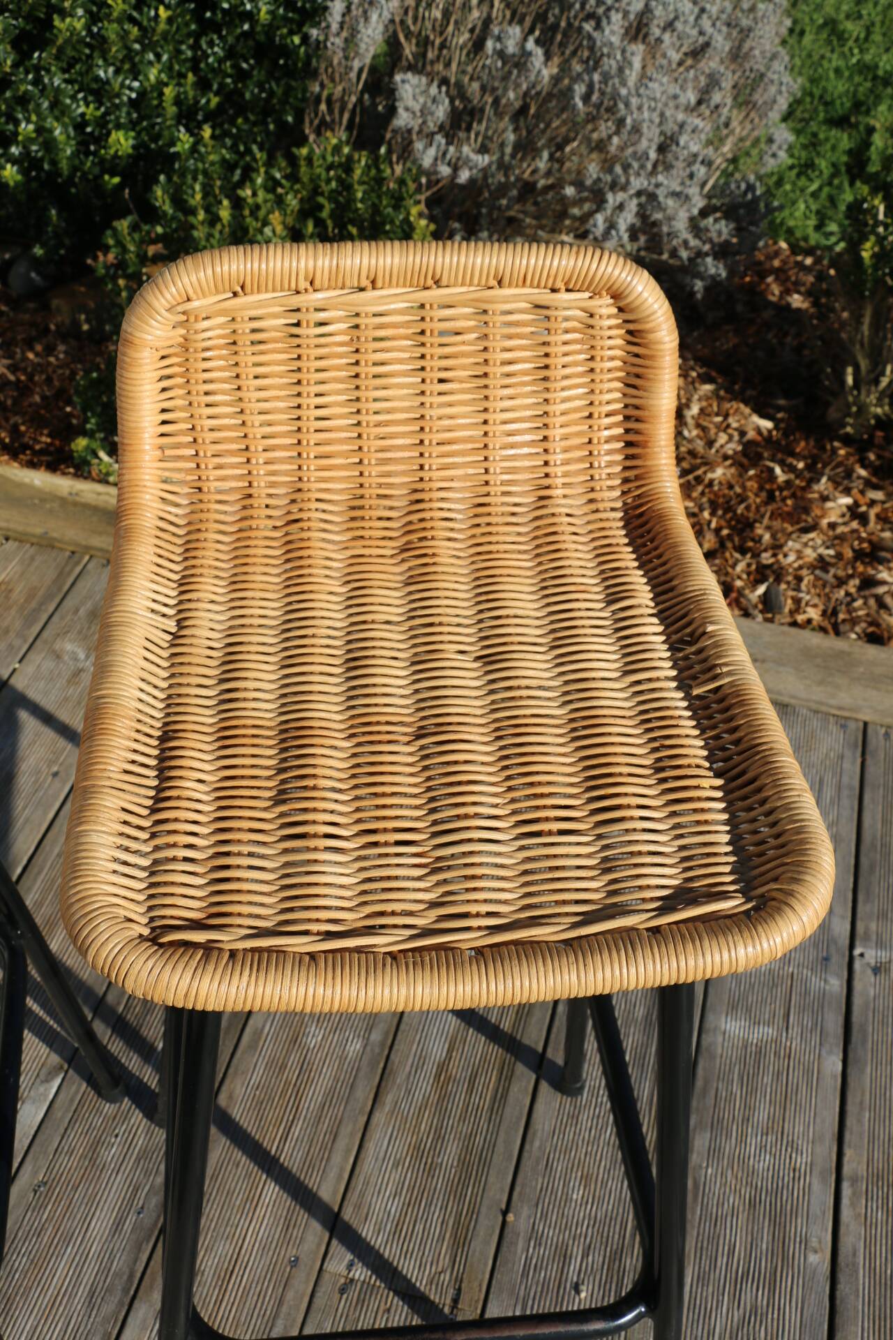 3 rattan and black metal stools dirk van sliedregt