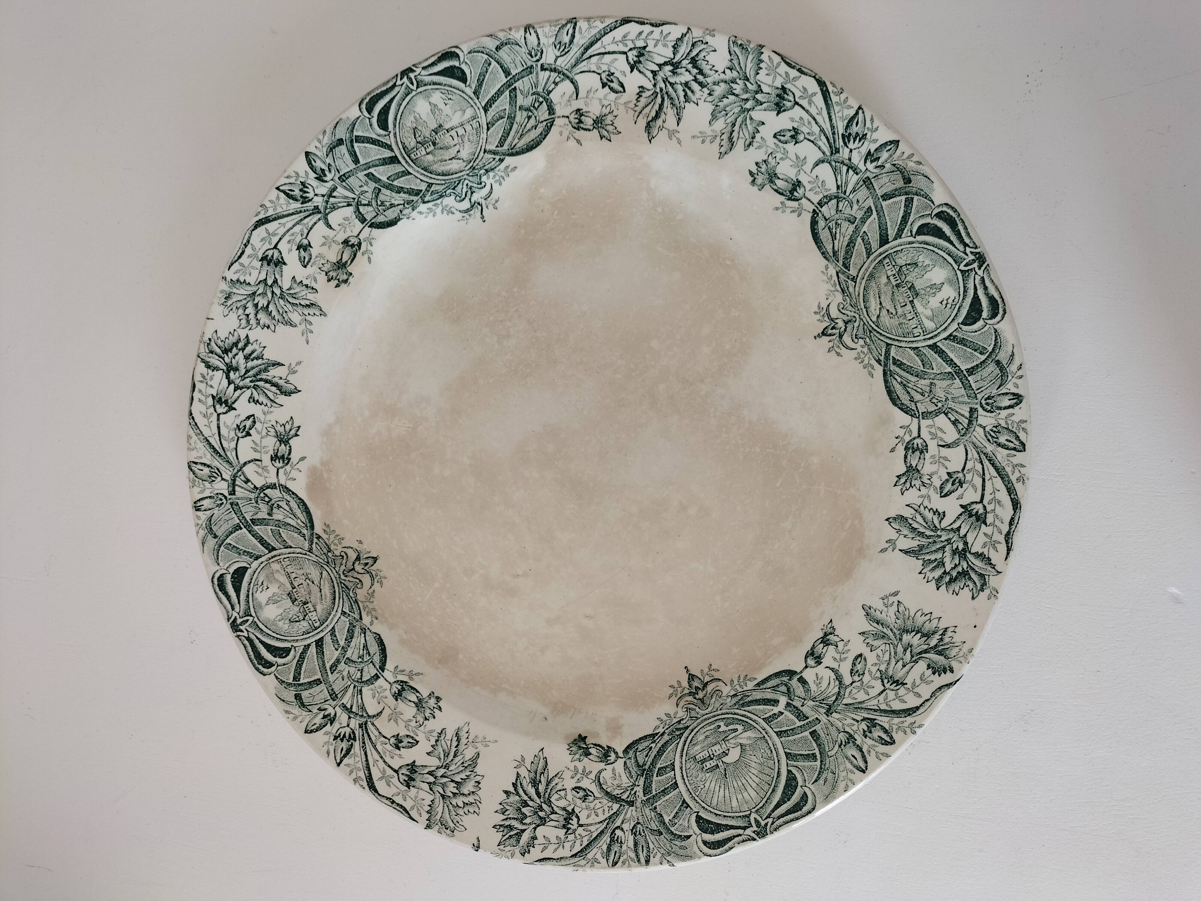 Old iron earth dish A. Lebacqz & M. Bouchart St Amand Persian model