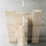 Glass & travertine dining table by Willy Ballez